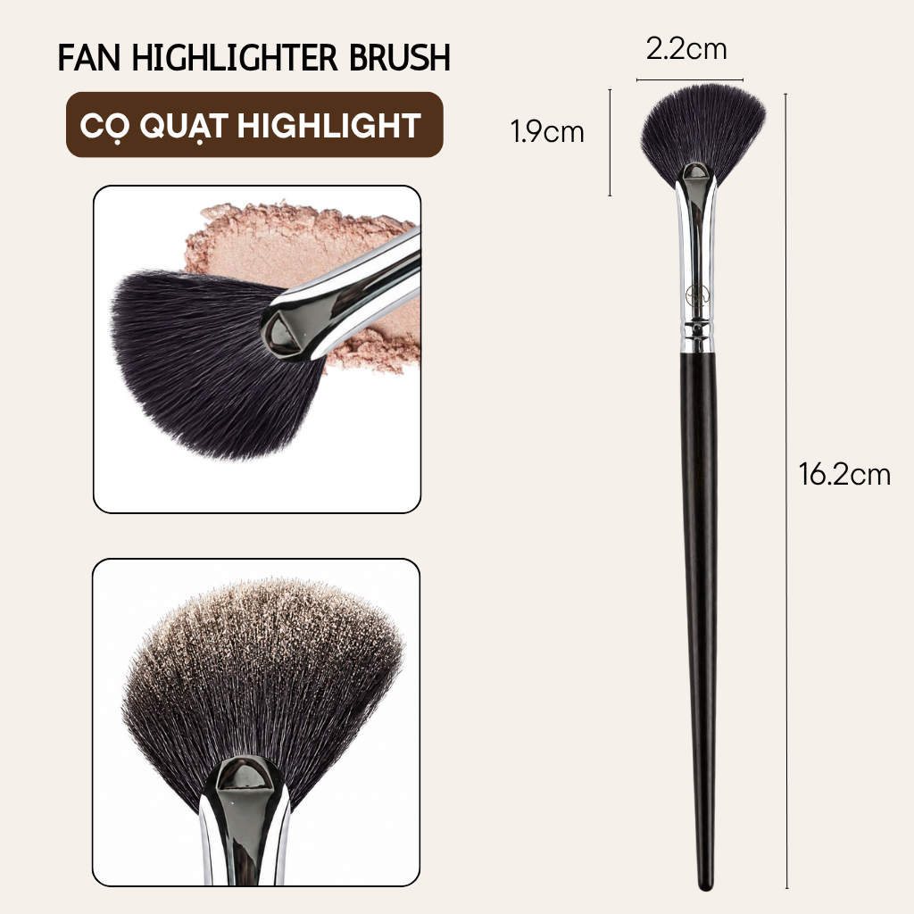 Cọ Quạt Highlight BH Cosmetics Fan Highlighter Brush BH533